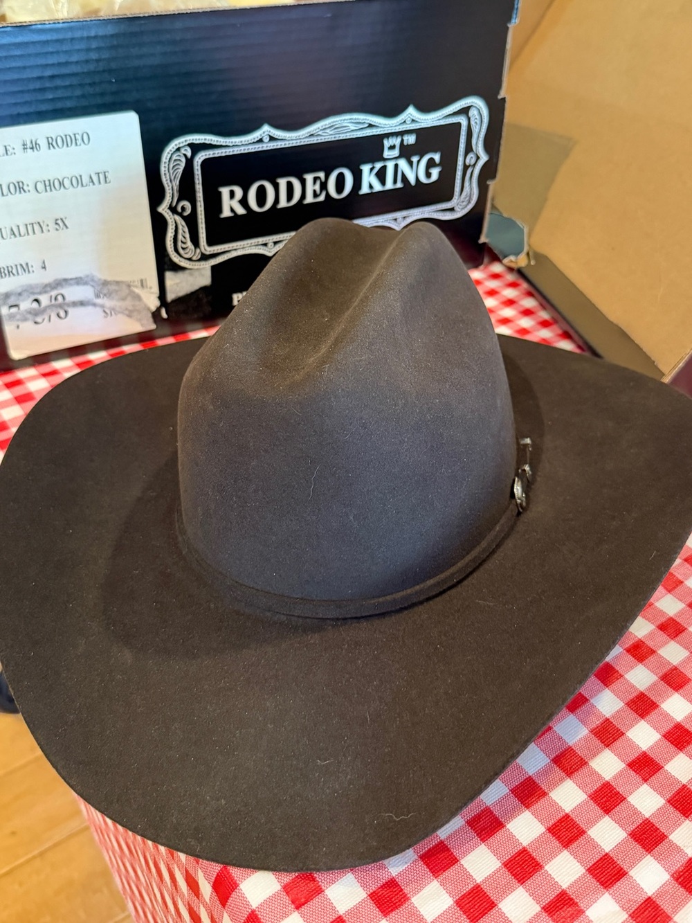 Rodeo King 5X Beaver Felt Cowboy Hat Chocolate 7 3/8 Style #46 Rodeo USA NEW BOX - Picture 3 of 12